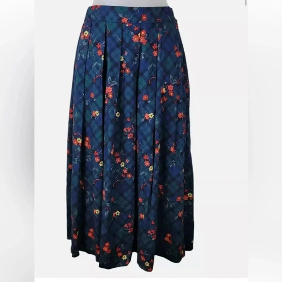 Pendleton Midi Skirt Vtg 14 (fits 10-12) Plaid & Floral Country Sophisticates - Picture 1 of 9
